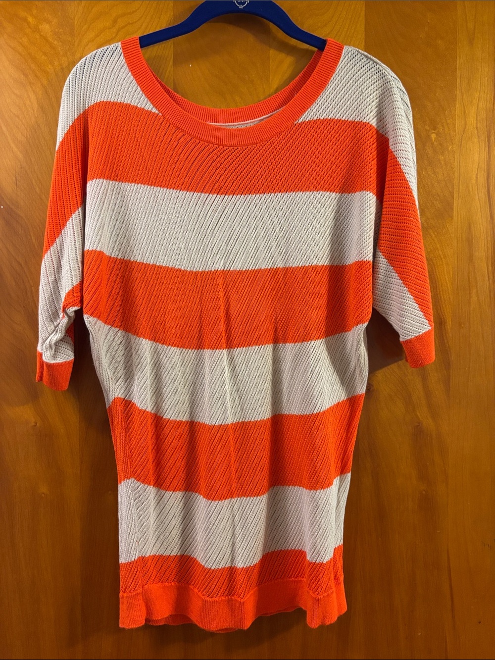 Orange and beige Striped Knit Top